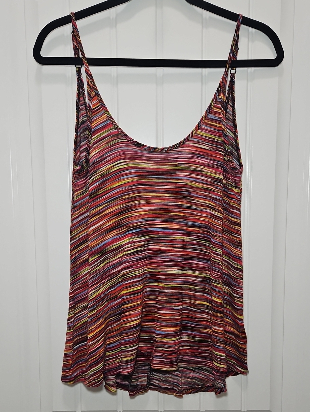 Michael Lauren Multicolor Striped Scoop Neck Camisole Tank Open Back Modal Silk